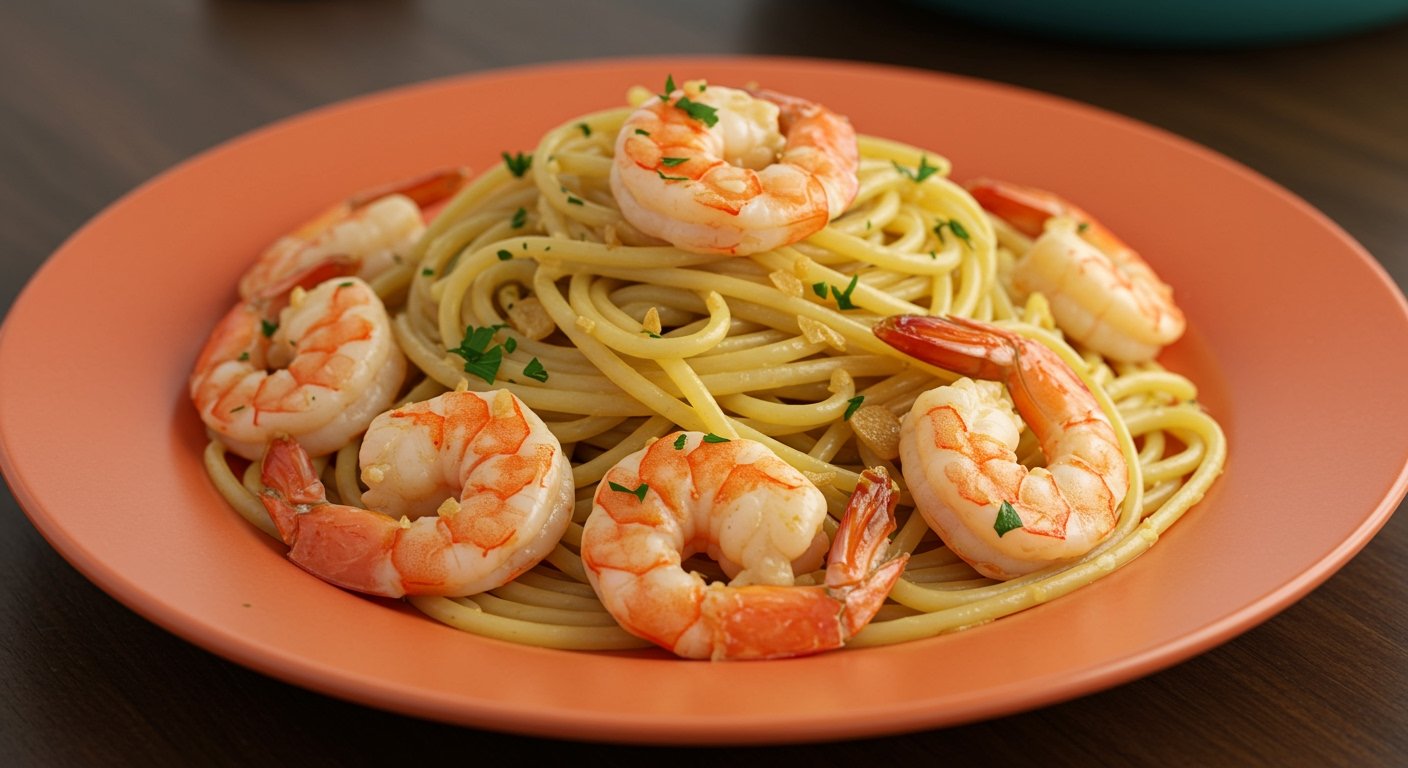 A vibrant plate of quick shrimp scampi with linguine, demonstrating last minute dinner ideas for easy weeknight dinners under 30 minutes.